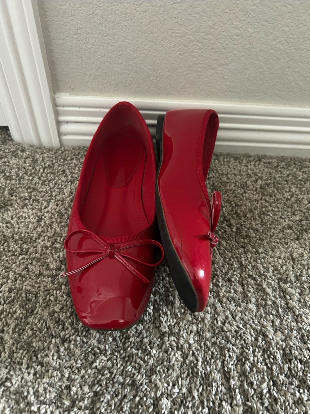 Cider Red Patent Ballet Flats with Bow - Picture 5 of 5